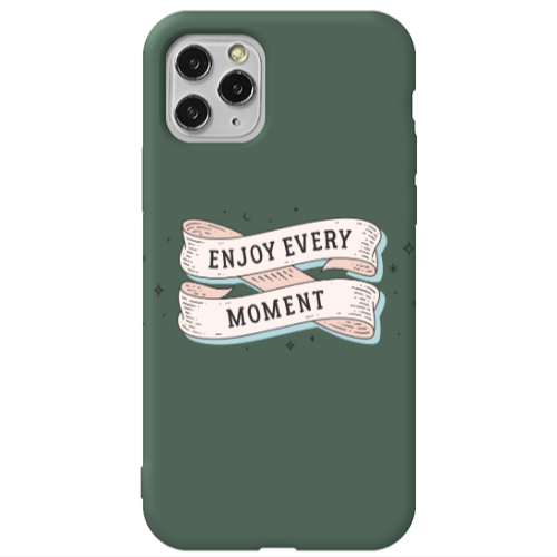 Apple iPhone 11 Pro Max Enjoy Every Moment 2 Dark Green Colored Silicone TPU Θήκη