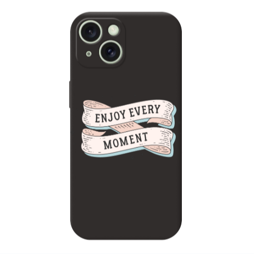 Apple iPhone 15 Enjoy Every Moment 2 Black Colored Silicone TPU Θήκη