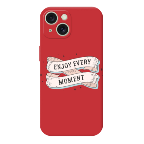 Apple iPhone 15 Enjoy Every Moment 2 Red Colored Silicone TPU Θήκη