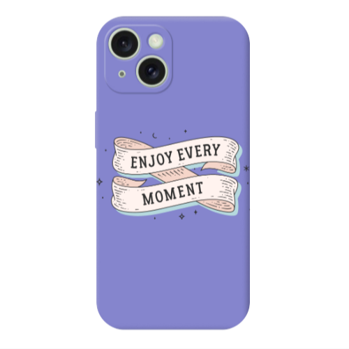 Apple iPhone 15 Plus Enjoy Every Moment 2 Purple Colored Silicone TPU Θήκη