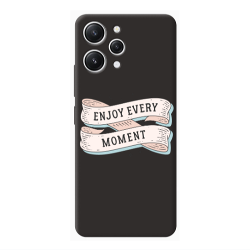 Xiaomi Redmi 12 Enjoy Every Moment 2 Black Colored Silicone TPU Θήκη