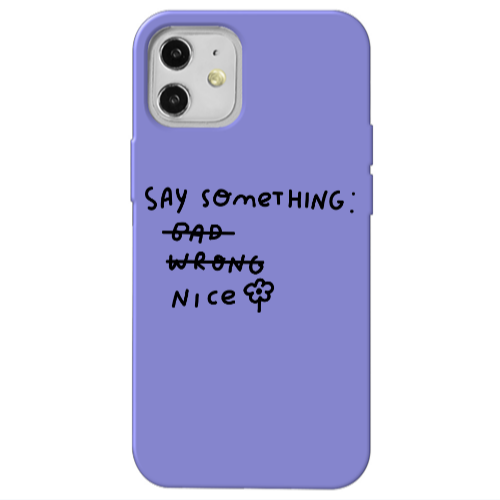 Apple iPhone 12 Say Something Purple Colored Silicone TPU Θήκη
