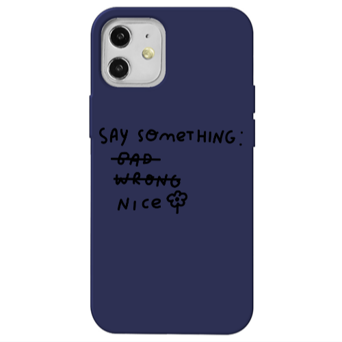 Apple iPhone 12 Say Something Dark blue Colored Silicone TPU Θήκη