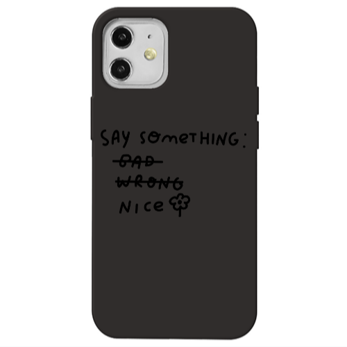 Apple iPhone 12 Say Something Black Colored Silicone TPU Θήκη