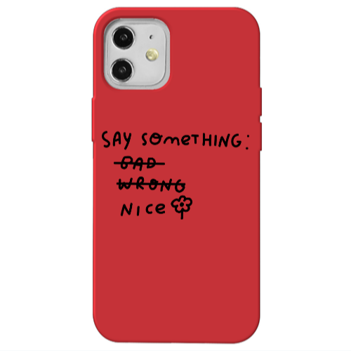 Apple iPhone 12 Say Something Red Colored Silicone TPU Θήκη