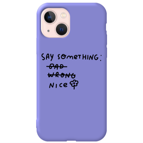 Apple iPhone 13 Say Something Purple Colored Silicone TPU Θήκη
