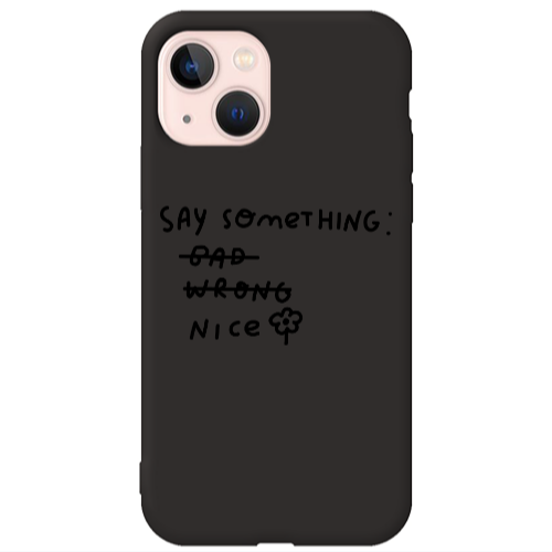 Apple iPhone 13 Say Something Black Colored Silicone TPU Θήκη