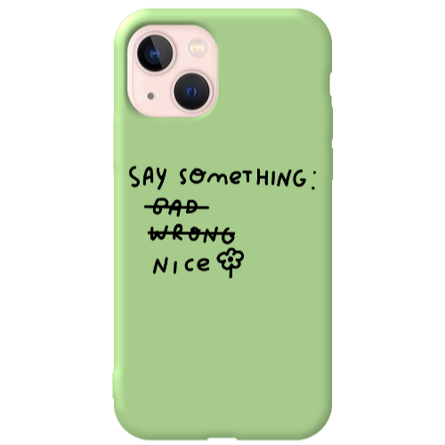 Apple iPhone 13 Say Something Light Green Colored Silicone TPU Θήκη