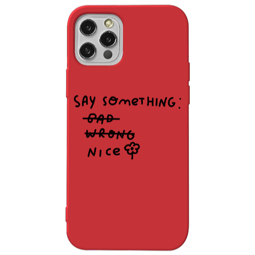 Apple iPhone 12 Pro Say Something Red Colored Silicone TPU Θήκη