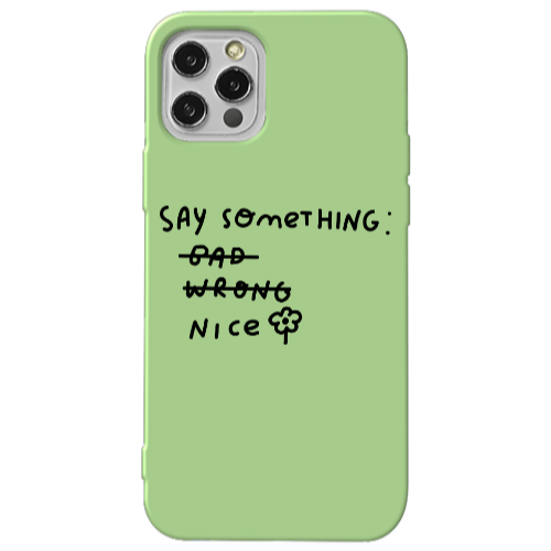 Apple iPhone 12 Pro Say Something Light Green Colored Silicone TPU Θήκη