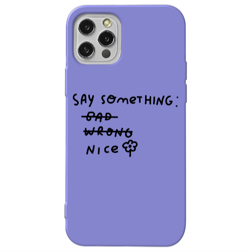 Apple iPhone 12 Pro Max Say Something Purple Colored Silicone TPU Θήκη
