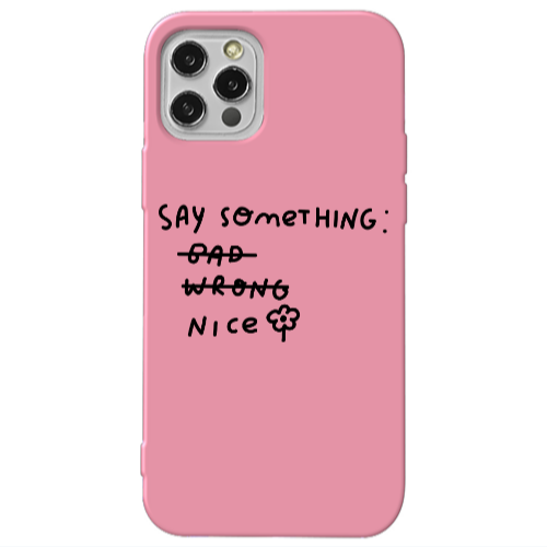 Apple iPhone 12 Pro Max Say Something Pink Colored Silicone TPU Θήκη