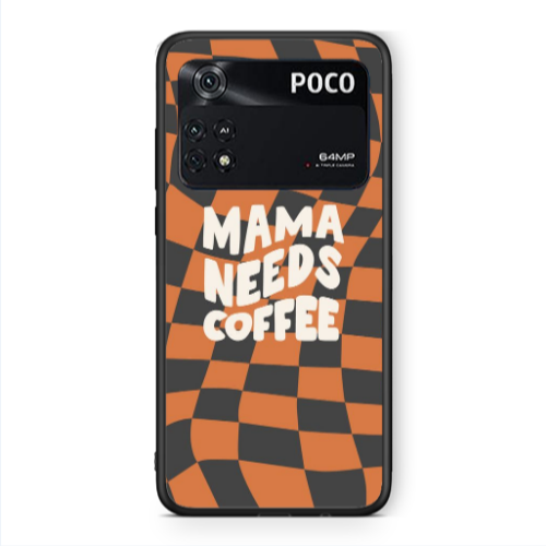 Xiaomi Poco M4 Pro 4G Mama needs coffee Black Glossy Θήκη