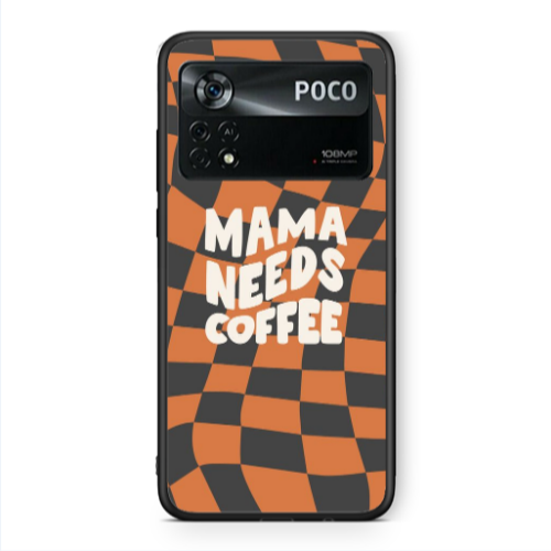 Xiaomi Poco X4 Pro Mama needs coffee Black Glossy Θήκη