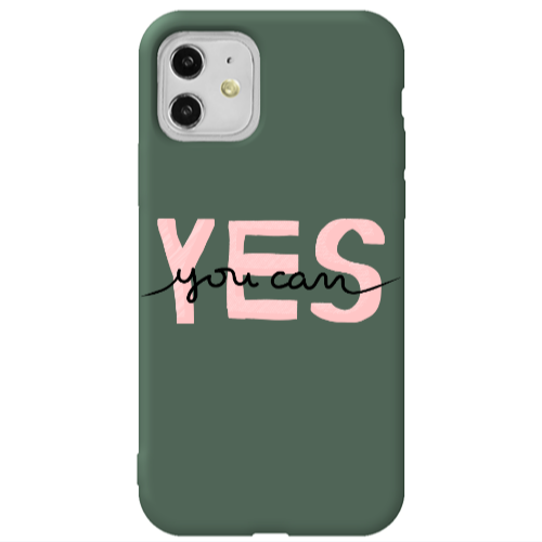 Apple iPhone 11  Yes you cam Dark Green Colored Silicone TPU Θήκη