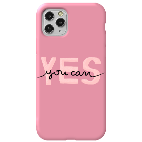 Apple iPhone 11 Pro Yes you cam Pink Colored Silicone TPU Θήκη