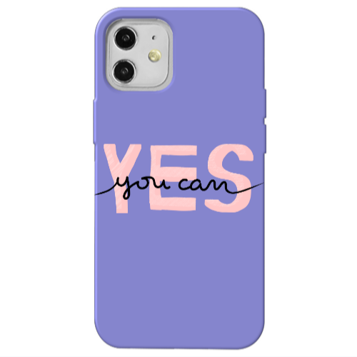 Apple iPhone 12 Yes you cam Purple Colored Silicone TPU Θήκη