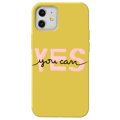 Apple iPhone 12 Yes you cam Yellow Colored Silicone TPU Θήκη