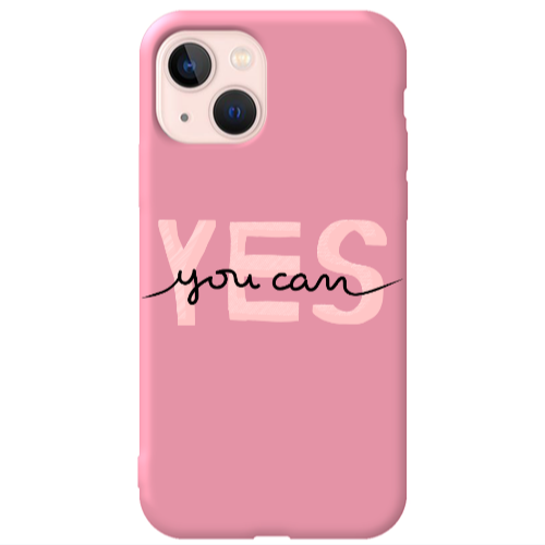 Apple iPhone 13 Yes you cam Pink Colored Silicone TPU Θήκη