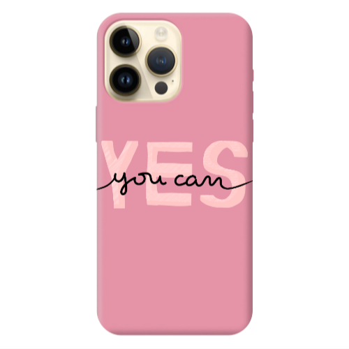 Apple iPhone 13 Pro Max Yes you cam Pink Colored Silicone TPU Θήκη