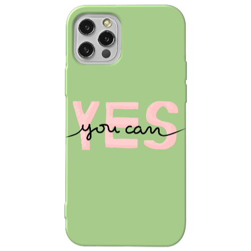 Apple iPhone 12 Pro Yes you cam Light Green Colored Silicone TPU Θήκη