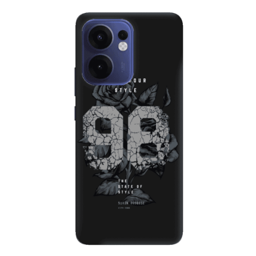 Oppo Reno 13 F Flower 98 Black Colored Silicone TPU Θήκη