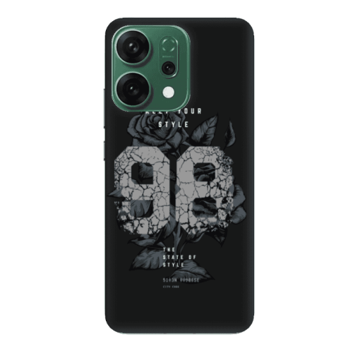 Oppo RENO 14 Flower 98 Black Colored Silicone TPU Θήκη