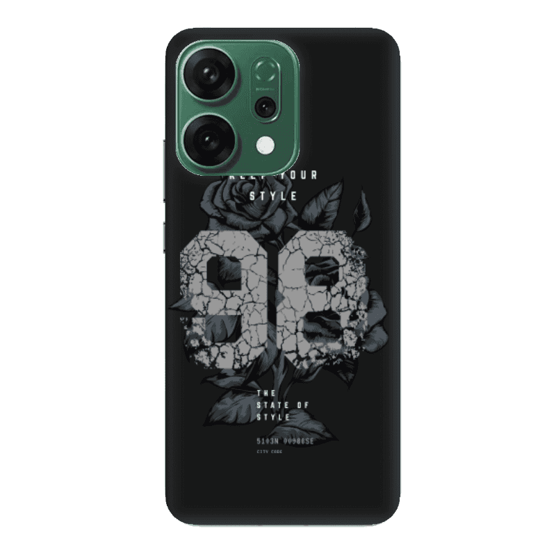 Oppo RENO 14 Flower 98 Black Colored Silicone TPU Θήκη