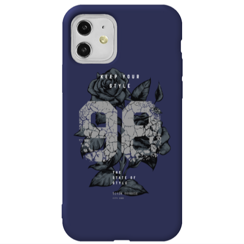 Apple iPhone 11  Flower 98 Dark blue Colored Silicone TPU Θήκη