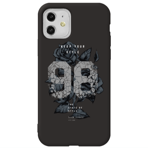 Apple iPhone 11  Flower 98 Black Colored Silicone TPU Θήκη