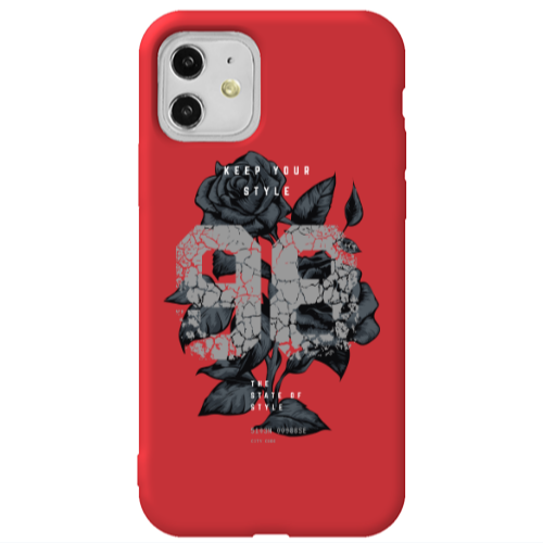 Apple iPhone 11  Flower 98 Red Colored Silicone TPU Θήκη