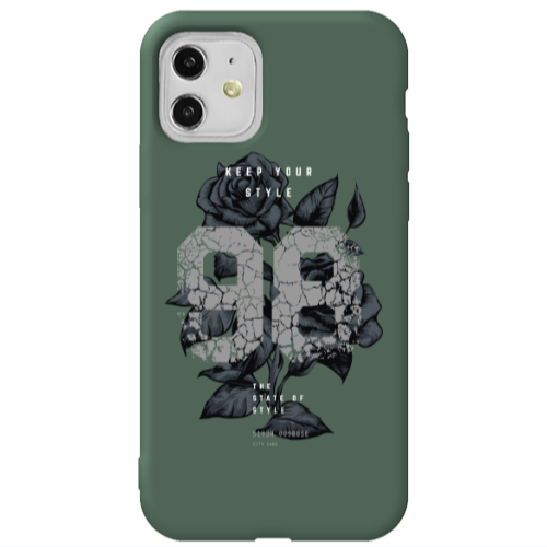Apple iPhone 11  Flower 98 Dark Green Colored Silicone TPU Θήκη