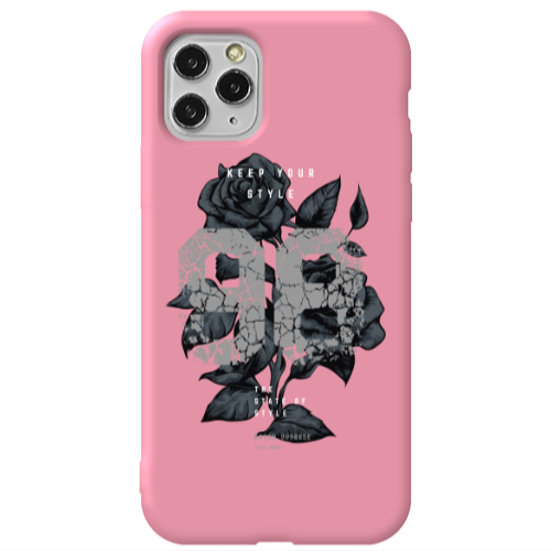 Apple iPhone 11 Pro Flower 98 Pink Colored Silicone TPU Θήκη