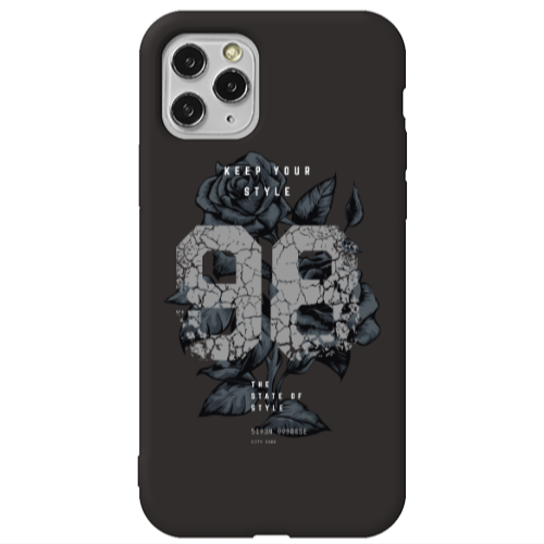 Apple iPhone 11 Pro Flower 98 Black Colored Silicone TPU Θήκη