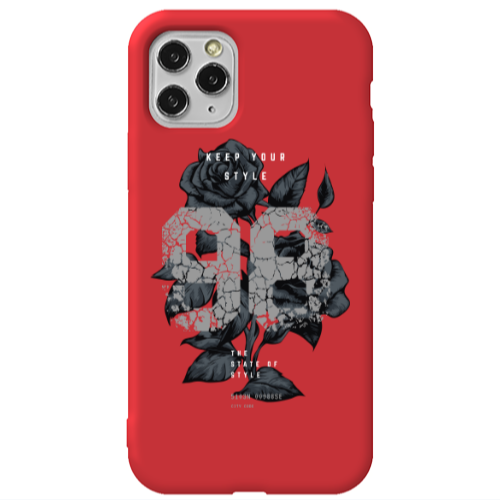 Apple iPhone 11 Pro Flower 98 Red Colored Silicone TPU Θήκη