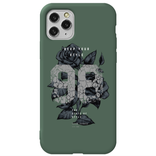Apple iPhone 11 Pro Flower 98 Dark Green Colored Silicone TPU Θήκη