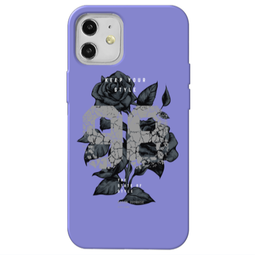 Apple iPhone 12 Flower 98 Purple Colored Silicone TPU Θήκη