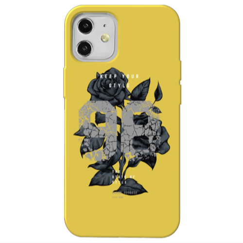 Apple iPhone 12 Flower 98 Yellow Colored Silicone TPU Θήκη