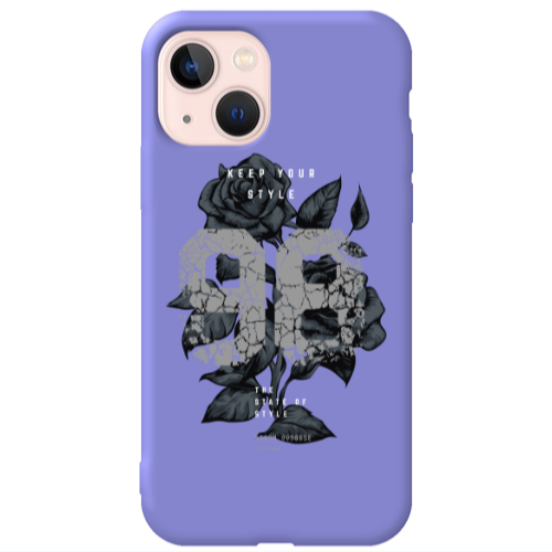 Apple iPhone 13 Flower 98 Purple Colored Silicone TPU Θήκη
