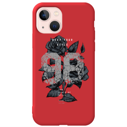 Apple iPhone 13 Flower 98 Red Colored Silicone TPU Θήκη