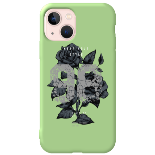 Apple iPhone 13 Flower 98 Light Green Colored Silicone TPU Θήκη