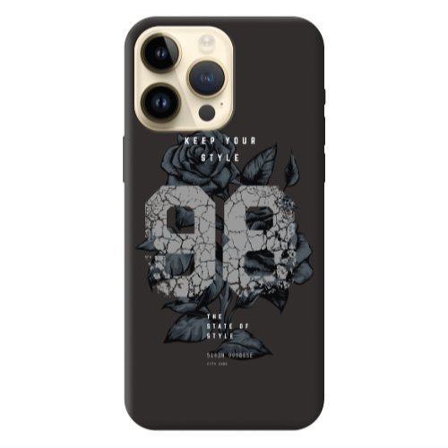 Apple iPhone 13 Pro Max Flower 98 Black Colored Silicone TPU Θήκη