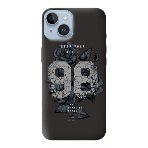 Apple iPhone 14  Flower 98 Black Colored Silicone TPU Θήκη