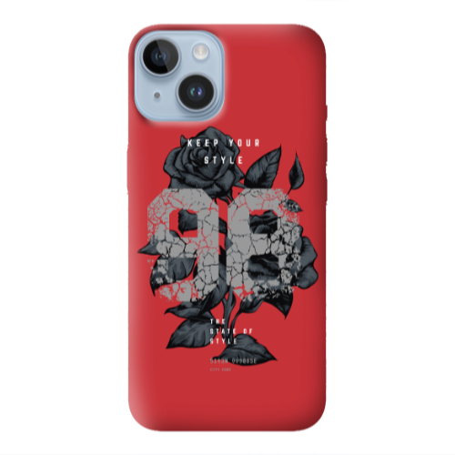 Apple iPhone 14 Plus Flower 98 Red Colored Silicone TPU Θήκη