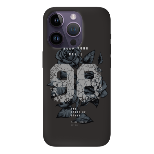 Apple iPhone 14 Pro  Flower 98 Black Colored Silicone TPU Θήκη