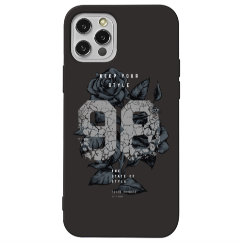 Apple iPhone 13 Pro Flower 98 Black Colored Silicone TPU Θήκη