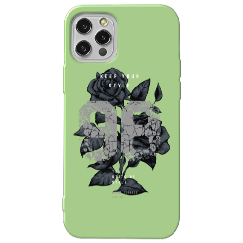 Apple iPhone 12 Pro Max Flower 98 Light Green Colored Silicone TPU Θήκη