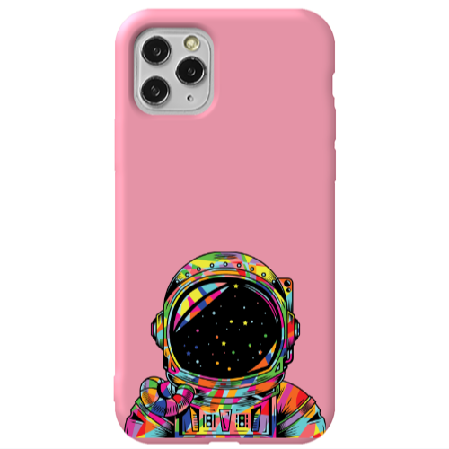 Apple iPhone 11 Pro Astronaut 209 Pink Colored Silicone TPU Θήκη