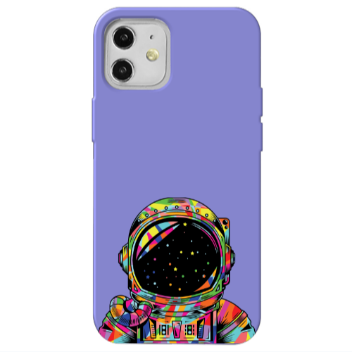 Apple iPhone 12 Astronaut 209 Purple Colored Silicone TPU Θήκη