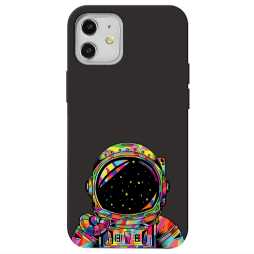 Apple iPhone 12 Astronaut 209 Black Colored Silicone TPU Θήκη